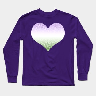 Ombré genderqueer colours and white swirls doodles heart Long Sleeve T-Shirt